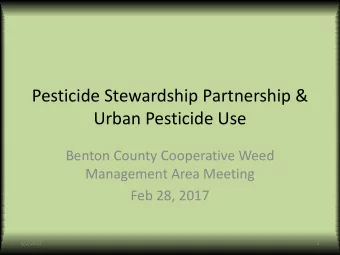 Pesticide Stewardship Partnership &amp;  Urban Pesticide Use  Benton County Cooperative Weed