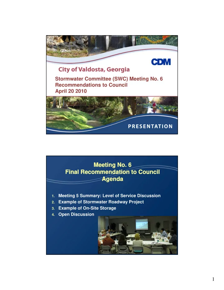 meeting no meeting no 6 6 final recommendation to council