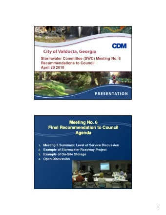 Meeting No  Meeting No. 6  . 6  Final Recommendation to Council  Final Recommendation to Council