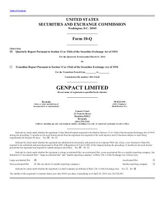 GENPACT LIMITED  (Exact name of registrant as specified in its charter)  Bermuda  98-0533350