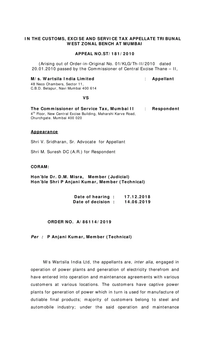 i n the customs exci se and servi ce tax appellate tri