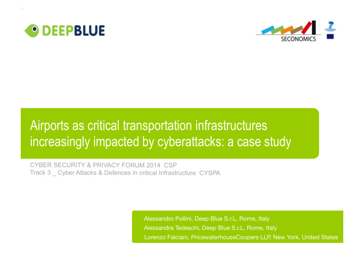 airports as critical transportation infrastructures