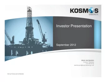 Investor Presentation  September 2012  BRAD WHITMARSH  Investor Relations  214.445.9772