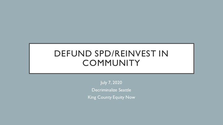 defund spd reinvest in community
