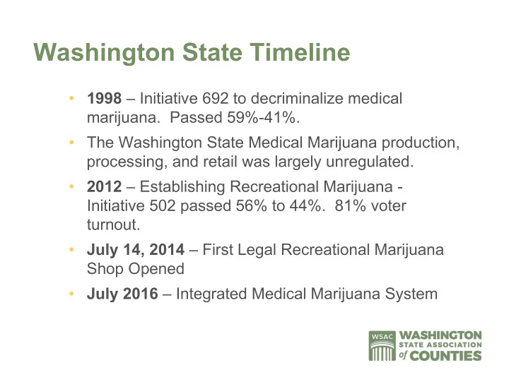 washington state timeline
