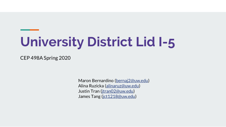 university district lid i 5