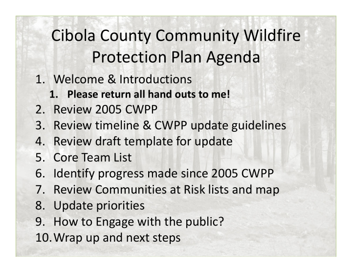 cibola county community wildfire protection plan agenda