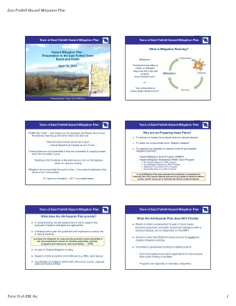 East Fishkill Hazard Mitigation Plan  Town of East Fishkill Hazard Mitigation Plan  Town of East