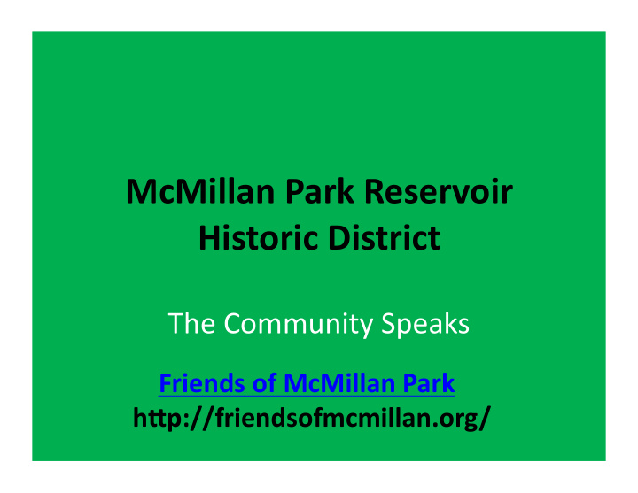 mcmillan park reservoir historic district