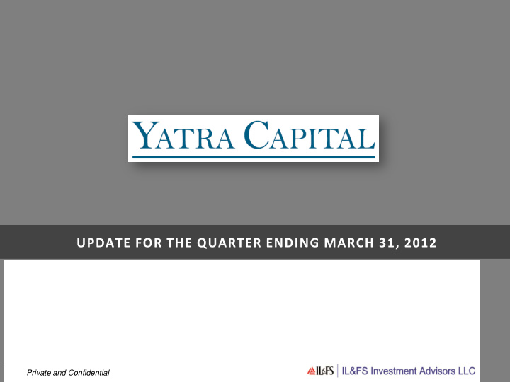 update for the quarter ending march 31 2012