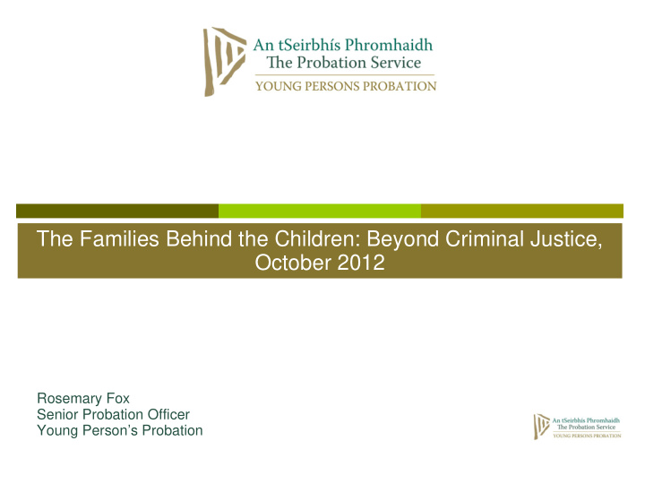 the families behind the children beyond criminal justice
