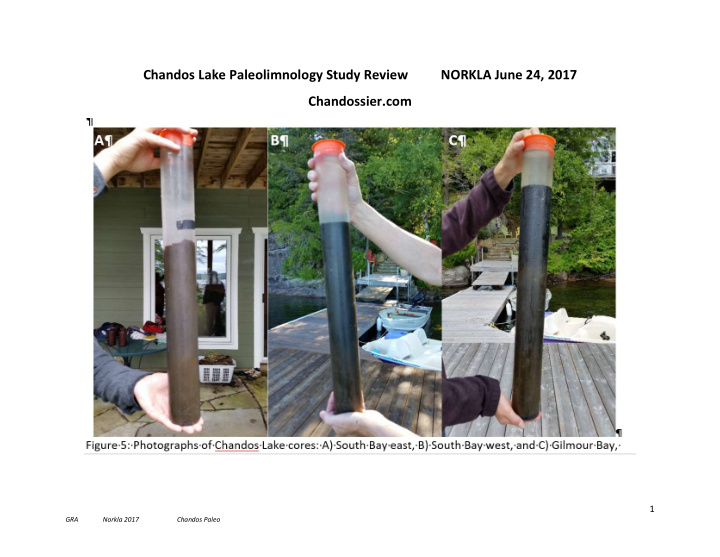 chandos lake paleolimnology study review norkla june 24