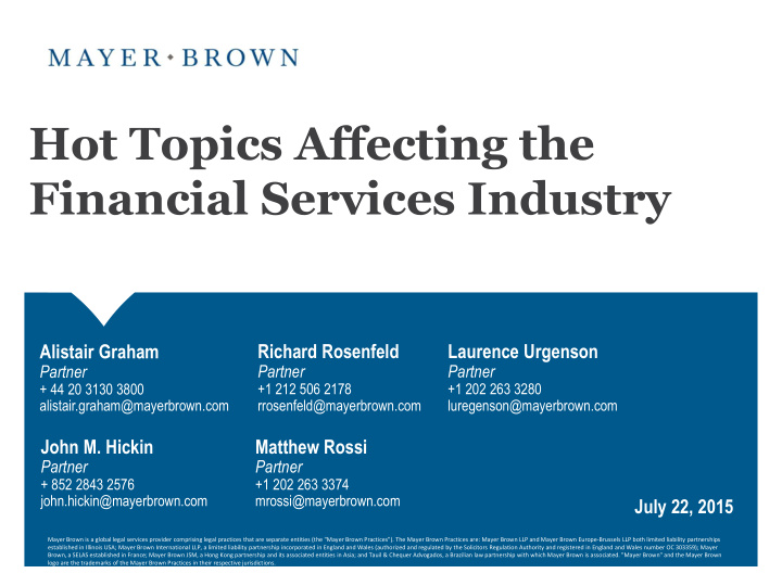 hot topics affecting the financial services industry