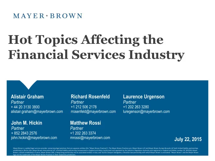 hot topics affecting the financial services industry