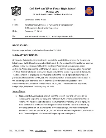 Oak Park and River Forest High School  District 200  201 North Scoville Avenue ~ Oak Park, IL