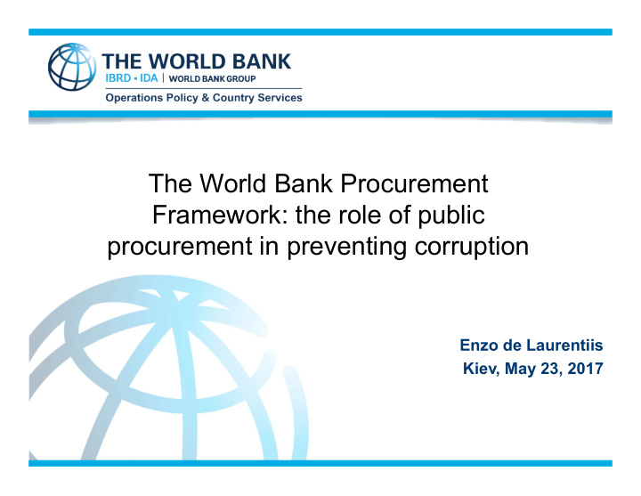 the world bank procurement framework the role of public