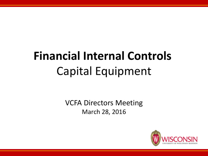 financial internal controls capital equipment
