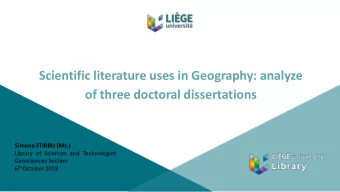 Scientific literature uses in Geography: analyze  of three doctoral dissertations  Simona STIRBU