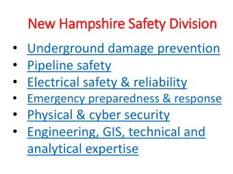 New Hampshire Safety Division  Underground damage prevention  Pipeline safety  Electrical