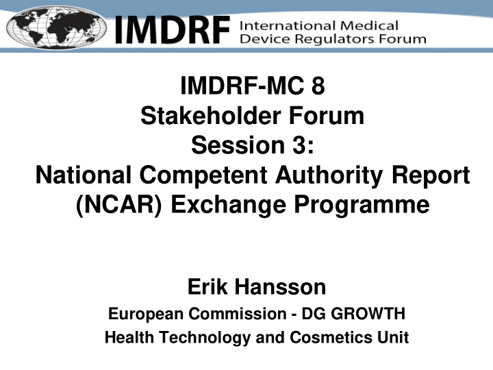 imdrf mc 8 stakeholder forum session 3 national competent
