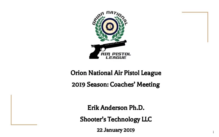 orion national air pistol league 2019 season coaches