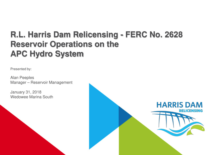 r l harris dam relicensing ferc no 2628 reservoir