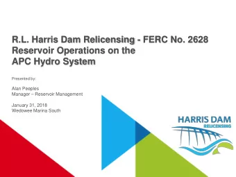 R.L. Harris Dam Relicensing - FERC No. 2628  Reservoir Operations on the  APC Hydro System