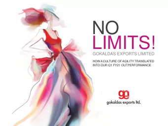 NO  LIMITS!  GOKALDAS EXPORTS LIMITED  HOWA CULTURE OF AGILITY TRANSLATED  INTO OUR Q1 FY21