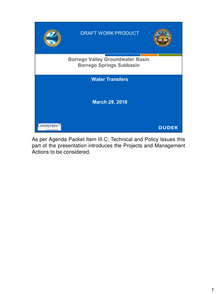 as per agenda packet item iii c technical and policy