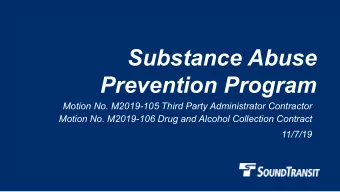 Substance Abuse  Prevention Program  Motion No. M2019-105 Third Party Administrator Contractor