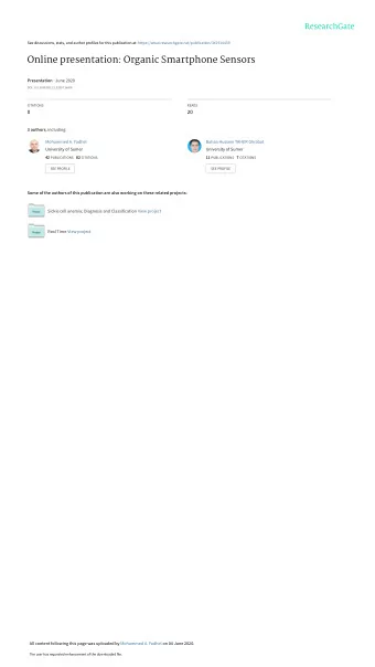 Online presentation: Organic Smartphone Sensors Presentation  June 2020  DOI: