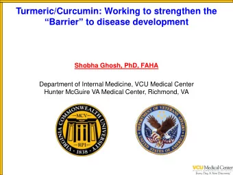 Turmeric/Curcumin: Working to strengthen the  Barrier  to disease development  Shobha Ghosh,