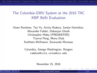 The Columbia-GWU System at the 2016 TAC  KBP BeSt Evaluation  Owen Rambow, Tao Yu, Axinia Radeva,
