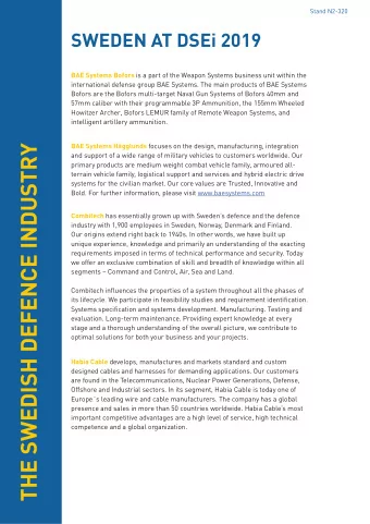 THE SWEDISH DEFENCE INDUSTRY  and support of a wide range of military vehicles to customers