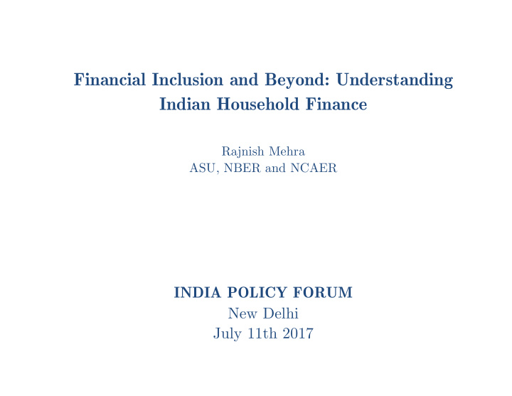 financial inclusion and beyond understanding indian