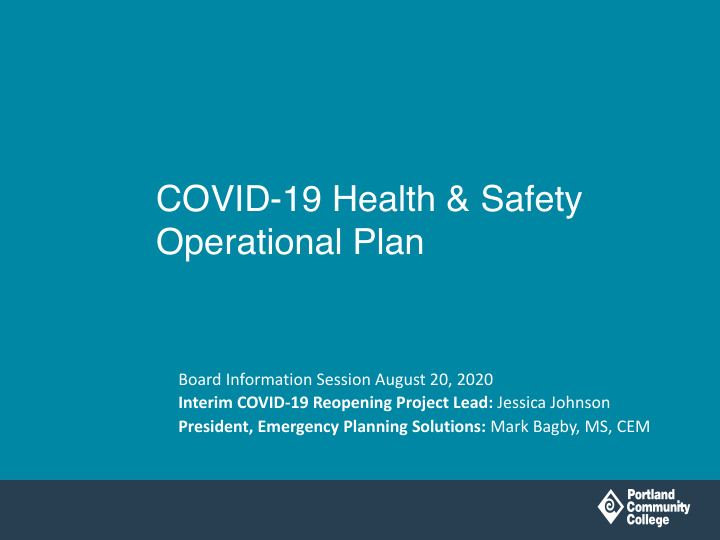 covid 19 health safety operational plan