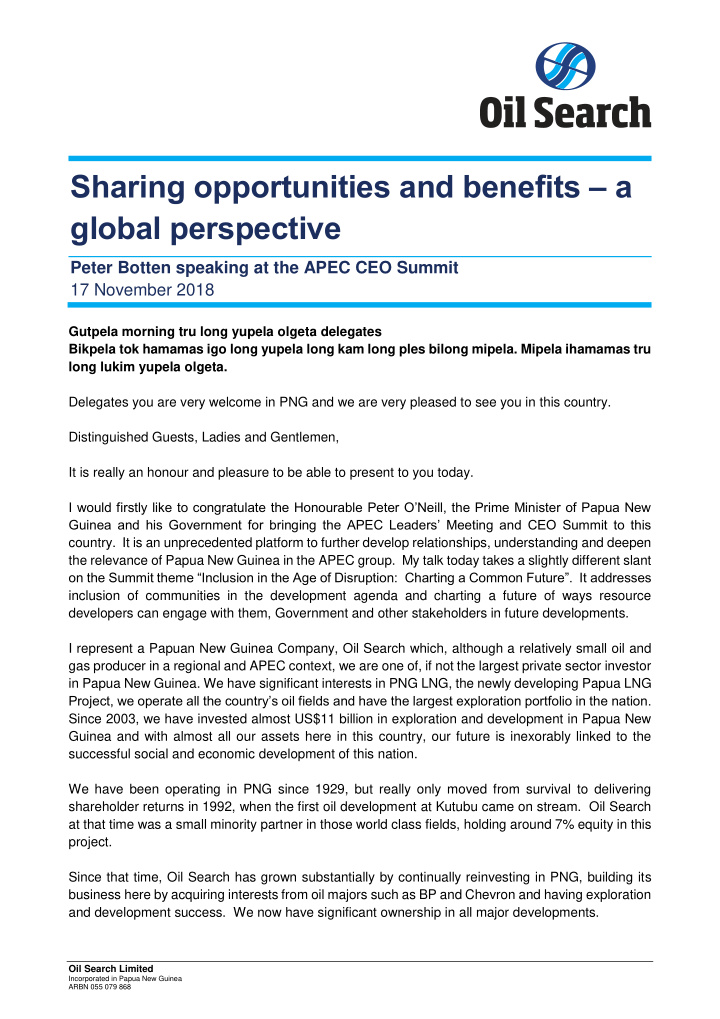 sharing opportunities and benefits a global perspective