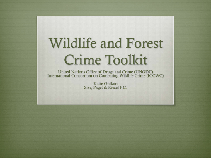 wildlife and forest crime toolkit