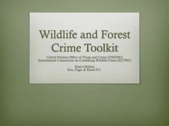 Wildlife and Forest  Crime Toolkit  United Nations Office of Drugs and Crime (UNODC)  International