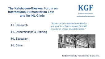 International Humanitarian Law  and its IHL Clinic  Based on international cooperation  IHL