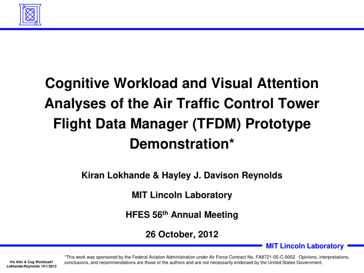 cognitive workload and visual attention
