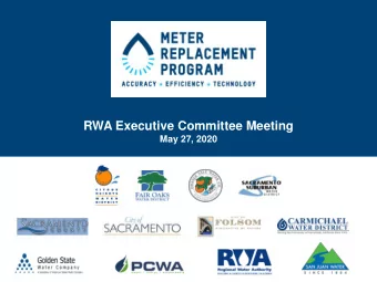 RWA Executive Committee Meeting  May 27, 2020  Agenda  1. Introduction/Background  Consortium