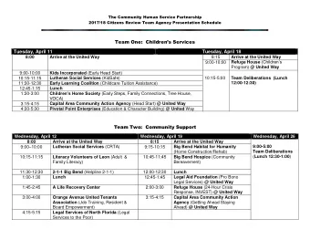 The Community Human Service Partnership  2017/18 Citizens Review Team Agency Presentation Schedule