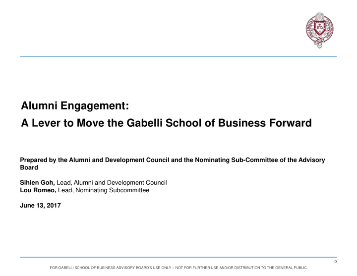 a lever to move the gabelli school of business forward