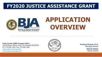 APPLICATION  OVERVIEW  Cobb County CDBG Program Office  Kimberly Roberts, Ph.D.  192 Anderson