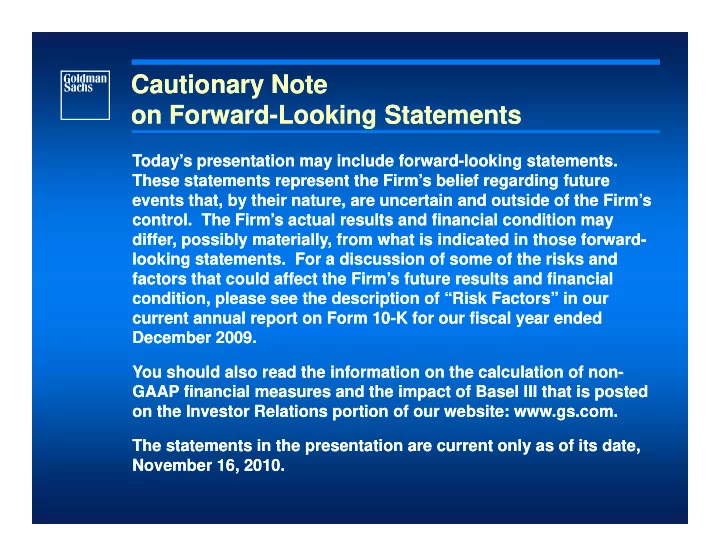 cautionary note cautionary note on forward on forward