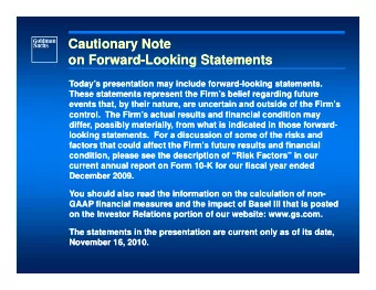 Cautionary Note  Cautionary Note  on Forward  on Forward-  -Looking Statements  Looking Statements