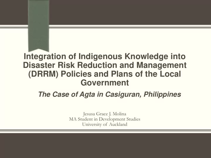 integration of indigenous knowledge into disaster risk
