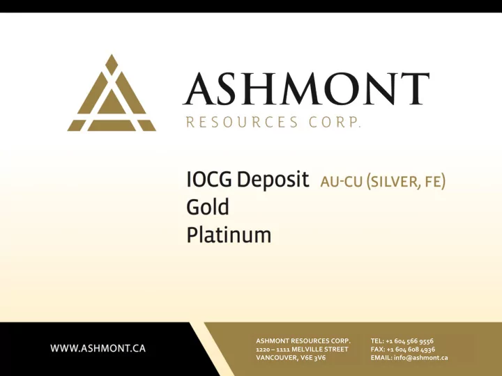 ashmont resources corp tel 1 604 566 9556 1220 1111