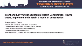 Infant and Early Childhood Mental Health Consultation: How to  create, implement and sustain a